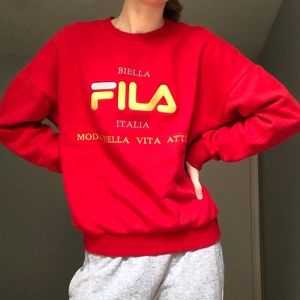 FILA Red Sweatshirt with Silver/Gold lettering